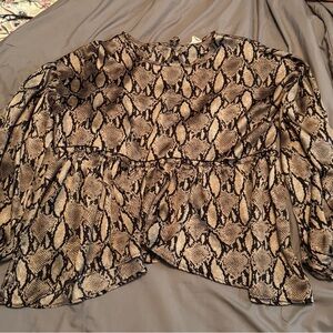 Peach Love California Brown Snake Print Top